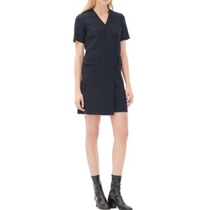 NWT $325 Sandro Reinelle Short-sleeved Cut Asymmetric Wrap Dress in Navy - 1!